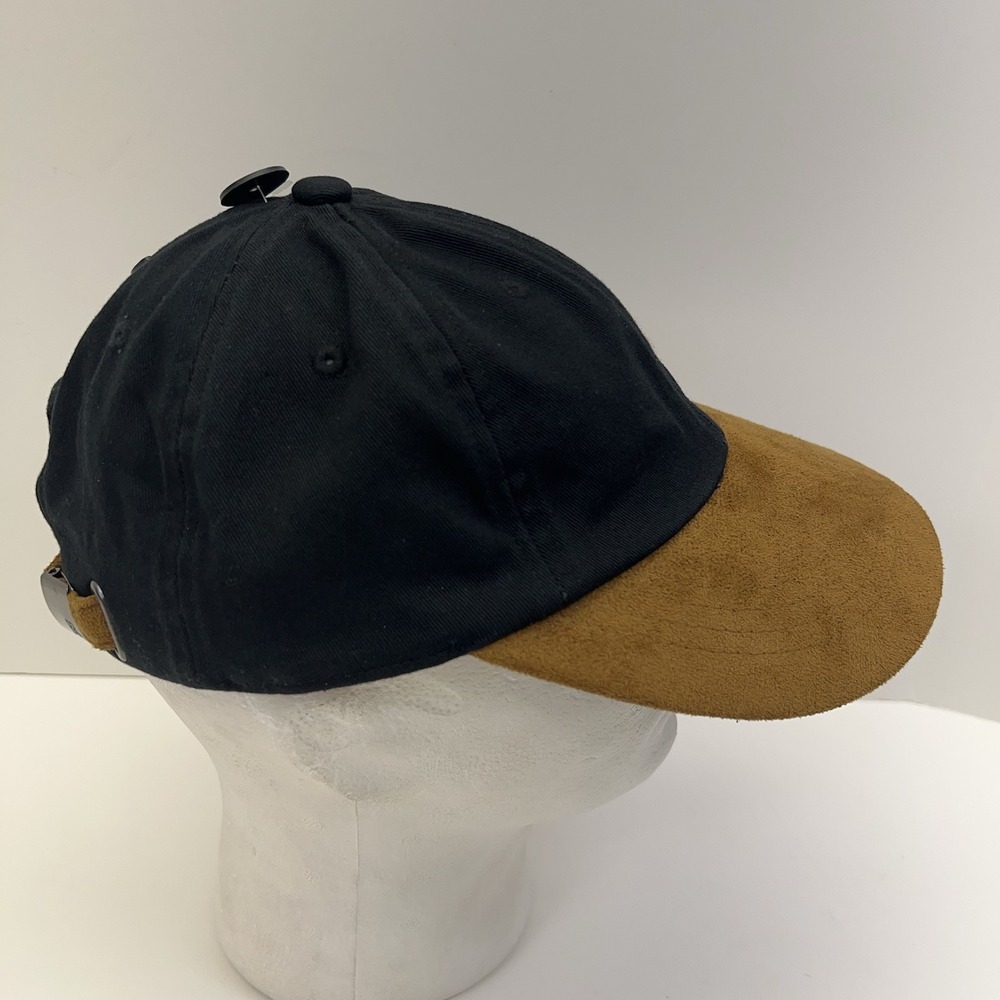 BANANA REPUBLIC Baseball Cap Mixed Media Adjustable Black Tan Strapback Hat NWT